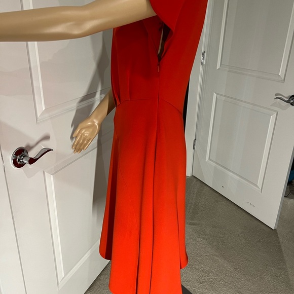 Reiss midi asymmetrical dress in rich  deep orange, size 10 - Picture 6 of 9